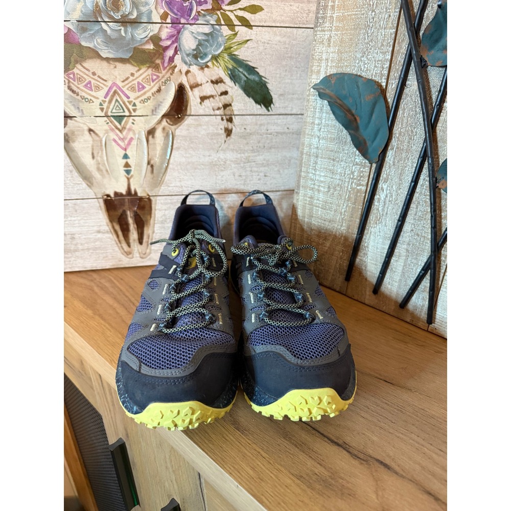 Merrell Women's Trail Hiking Shoes Navy Yellow Mesh Lace Up Size 10 - Picture 4 of 10